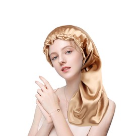 LeTradeJP Night Cap for Long Hair, Improves Hair Quality, Moisturizing and Beauty, Prevents Bedhabits, Cylindrical Design, High Elastic, Smooth, Silk Slip, Fashionable for Sleeping, Postpartum Use