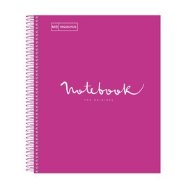Miquel Rius M Emotions 1 Subject Notebook, Lined 11" x 8.5" 80 Sheets Heavy Weight Paper, 3 Hole Punched, Micro-Perforated, Magenta Board Cover