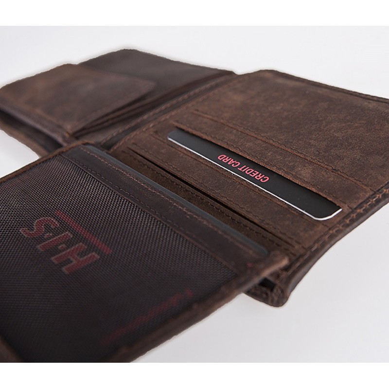H.I.S Men's Wallet Purse W 34/1170 Dark Brown