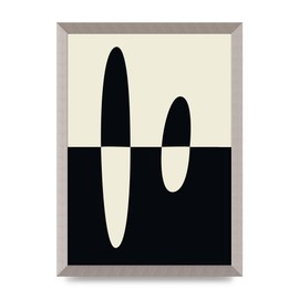 Lithobee - Abstract Split Shape Monochrome Five - Printed Wall Art Design in Sizes A2, A3 & A4 Framed in a Stylish Coloured Frame or Unframed (A3 Silver Abraded Frame)
