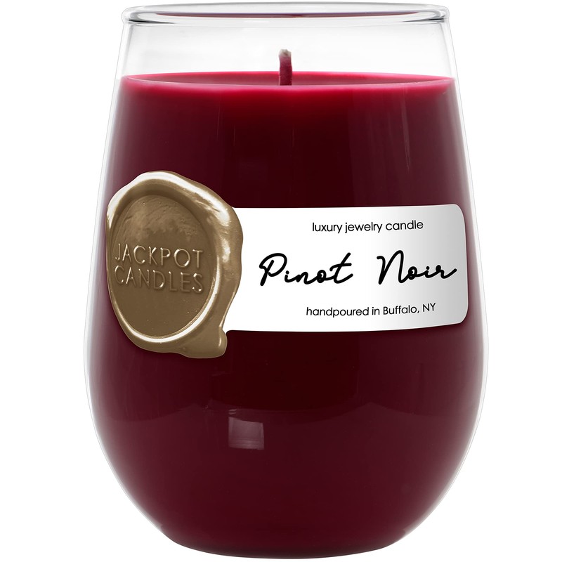 Jackpot Candles Pinot Noir Wine Glass Candle with Ring Inside