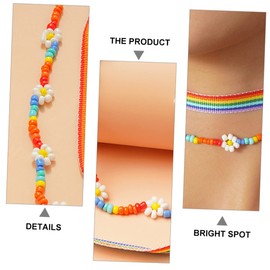 COLLBATH Necklaces Stone Beaded Choker Rice Bead Woven Ladies Necklace Multi Layered Bead Strand Necklace Rainbow Choker Beach Jewelry Nickel and Lead for Women