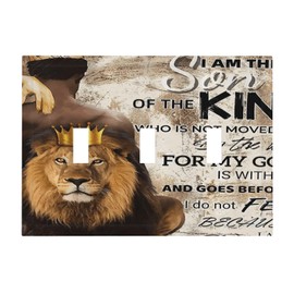 Quotes African Teen Boys Man Afro Lion Wildlife King Blessed 3 Gang Light Switch Cover Decorative Triple Toggle Wall Plate Cover Electrical Face Wallplate Cover