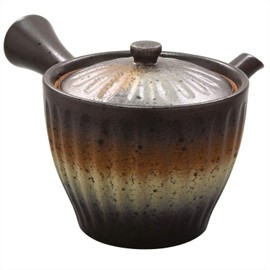 Ichikyu 585-18 Mino Ware Teapot, Bizen-style Sori Shape, Made in Japan, Brown, 12.2 fl oz (360 ml)