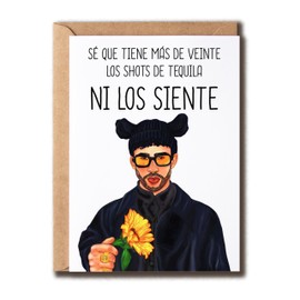 BPKDesigns Ni Los Siente Card - Bad Bunny Greeting Card - Spanish Birthday Card - Funny Birthday Card - Pop Culture Card - Music Card