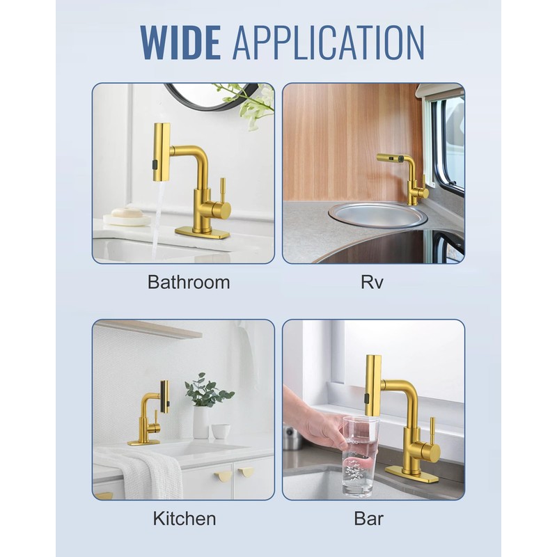 ALEASHA Bar Sink Faucet Single Hole, 3 Water Modes Wet