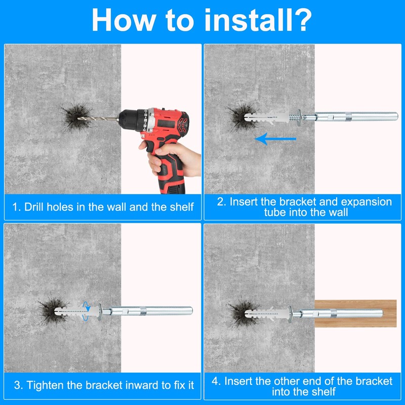 ZMDMAH 4pcs 10 x 100 mm Floating Shelf Brackets Invisible