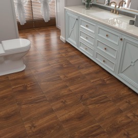 Yenhome 3 Stück Rotbraun PVC Bodenbelag Selbstklebend Fußbodendielen Vinylboden Rutschfest für Wohnzimmer Selbstklebende PVC Bodenbelag Dielen Langlebige Holzmaserung für Schlafzimmer Flure 30x30cm