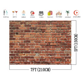 AIIKES 7x5FT Photography Background Photo Background Brick Wall Brick Wall Background Color Background Photo Background Wood Floor Photography Background Vintage Portrait Photography Background 11-506