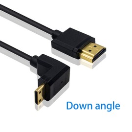 Duttek Cable mini HDMI a HDMI estándar, cable HDMI a mini HDMI, ultra delgado en ángulo de 90 grados, mini HDMI macho a HDMI macho, compatible con 4K Ultra HD, 1080p, 3D (HDMI 2.0) (15 cm)