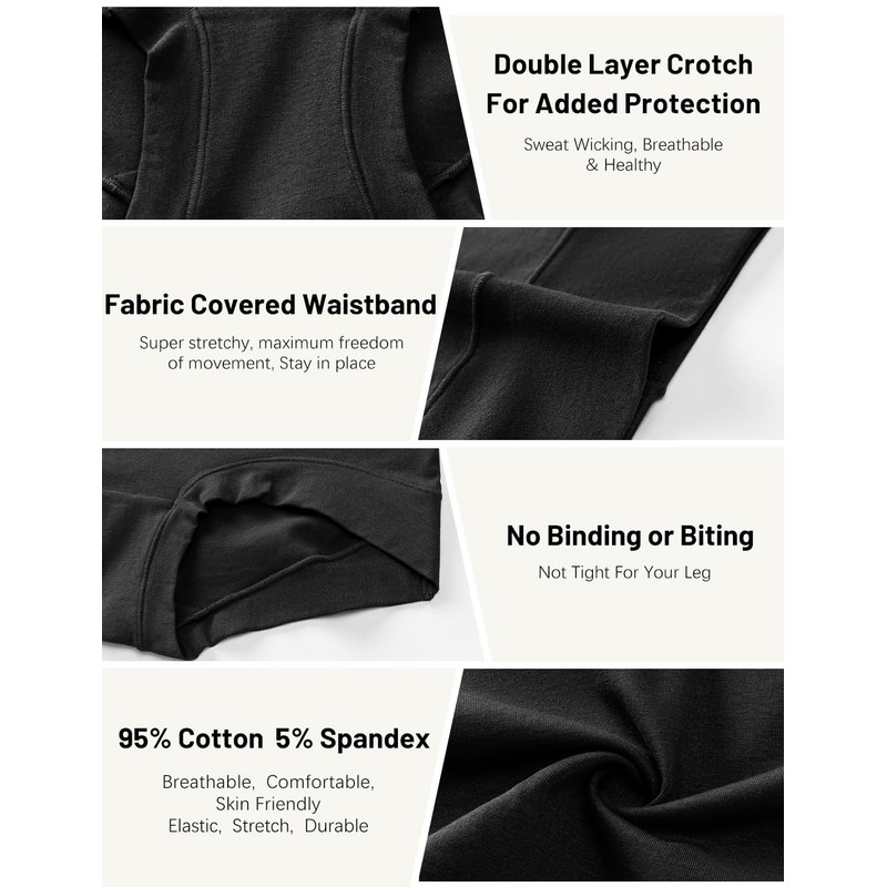 Molasus Womens Cotton Boy Shorts Panties Ladies High Waisted Full