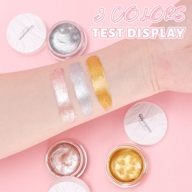 DAGEDA Highlighter Cream, Creamy Highlighter Makeup, Smooth Lightweight Luminizer for Body and Face, Ultra-fine light-reflective particles Highlighting Glow Illumination for Women (02 Silver)