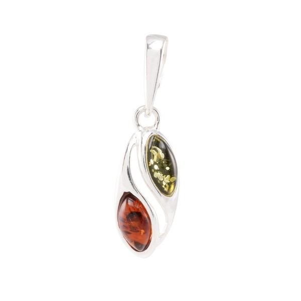 Sterling Silver and Baltic Honey and Green Amber Pendant