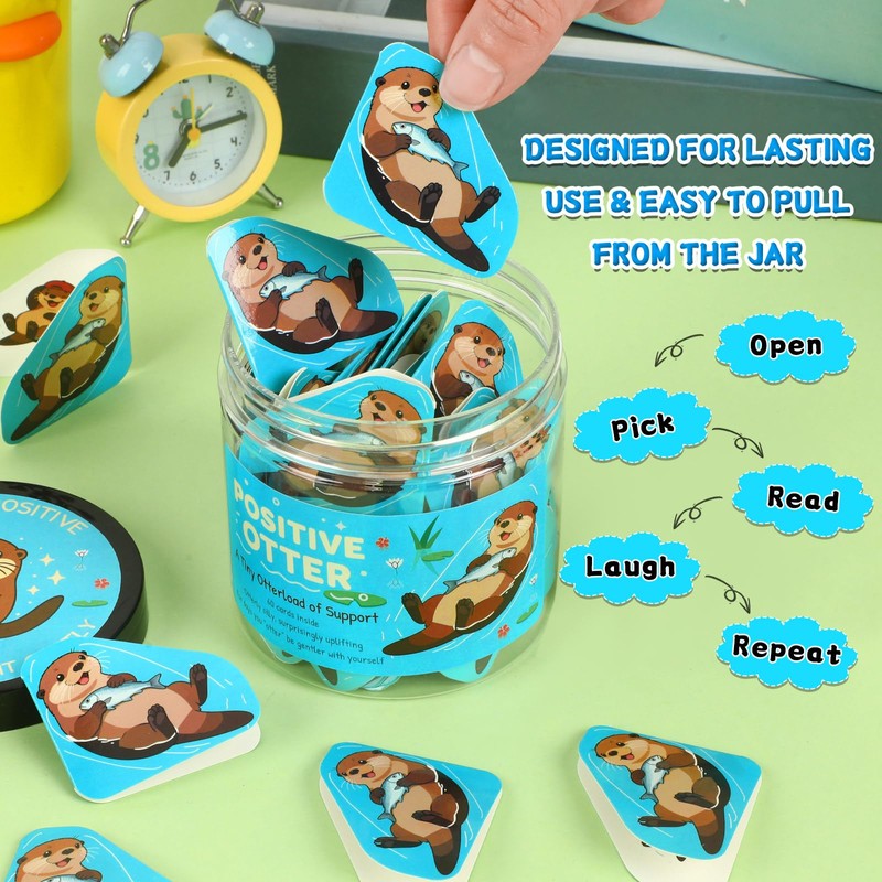 JULEASEL Positive Otter Cards Jar – 60 Cute Positive Affirmations