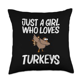 Cool Turkey Design For Girls Kids Forest Wild Animal Lovers Throw Pillow