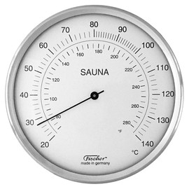 Fischer Sauna Thermometer with °C and °F Double Scale, 6.3", 198-01CF - Made in Germany