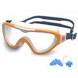 Yimserk Kids Swim Goggles for Kids 6-14, Anti-Fog & UV400 Lens, Comfortable Silicone Design with Leak-Proof Seal, Self-Adjusting Strap, Includes Nose Clip & Earplugs, Vibrant Colors with Travel Case