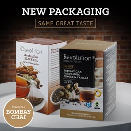 REVOLUTION TEA® Bombay Chai [THE ORIGINAL] – Bombay Chai, Cardamom, Ginger & Vanilla – Premium Full Leaf Tea – Biodegradable Infuser Tea Bags – Flavored Black Tea – 20 Bags