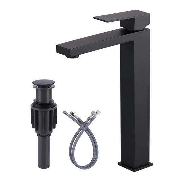 ARCORA Vessel Sink Faucet Matte Black, ARCORA Single Handle Tall