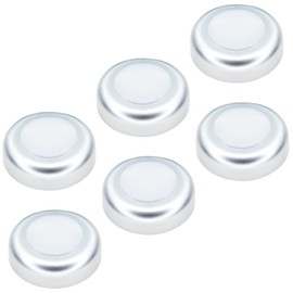 Pinegreen Lighting Wireless LED Puck Light, Battery-Operated 60 Lumens Press-Activated Stick on Light, Under Cabinet Lighting, Brushed Nickel (Pack of 6)
