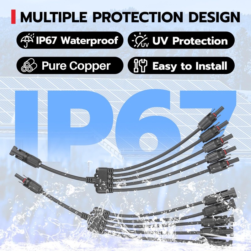 HCOVTXR 1 Pair Solar Connectors Y Branch,1 to 5 Solar