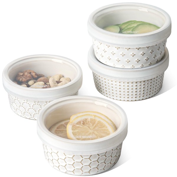 LE TAUCI Ramekins with Lids, 8 oz Ramikin Set for