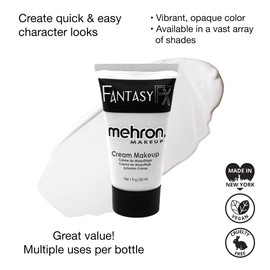 Mehron Makeup Fantasy FX Cream | Water Based Halloween Makeup | White Face & Body Paint For Adults 1 fl oz (30ml)