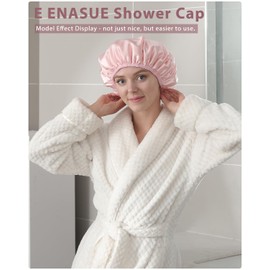 3 Layer Shower Cap for Long Hair - Waterproof with Terry Cloth Lining