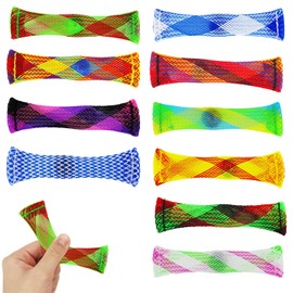 10 Pcs Marble Mesh Fidget Toys, Silent Sensory Mesh Tube with Marble Fidget Toy Mesh Texture Sensory Tools Help for Stress Relief, Anxiety, and Focus, Perfect for School, Office