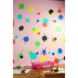 Splatter and Splotches 13 Piece Wall Vinyl Sticker Dots Decal 5"-1.75" FUN Mud Art Room School NEW - Deep Blue