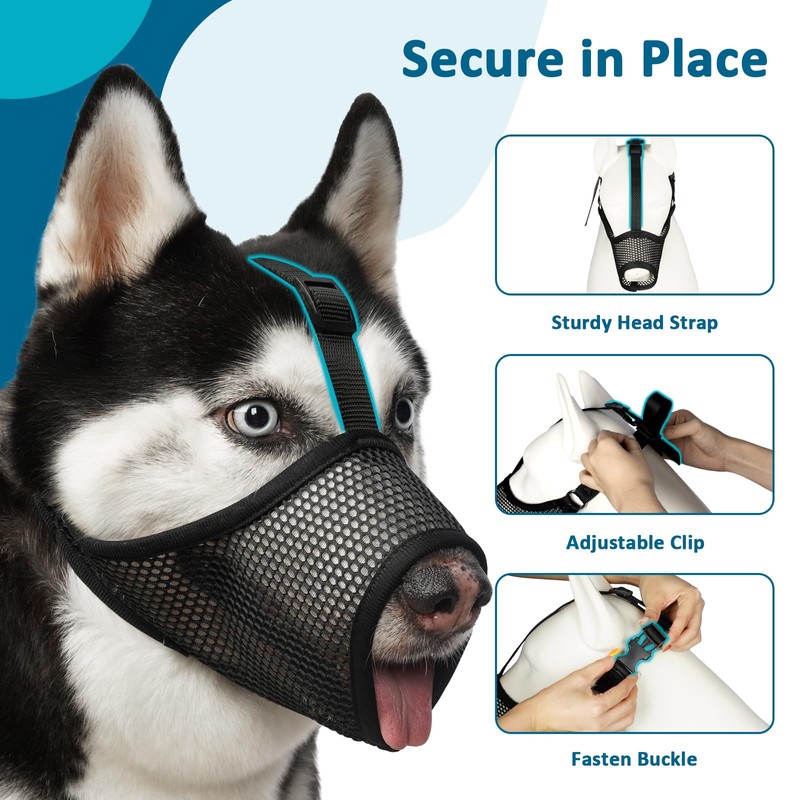 LUCKYPAW Mesh Dog Muzzle for Large Medium Small Dogs, Soft