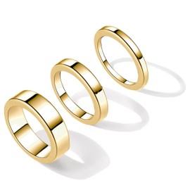 Gold Stacking Rings for Women Stackable Thin Rings Dainty Thumb Pinky Band Rings Chunky Thick Rings for Teen Girls (gold-size 9)