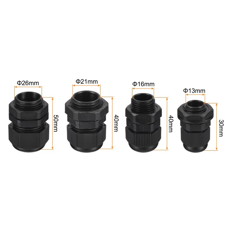sourcing map 33 Pcs Cable Gland Kit 1/4" 3/8" 1/2"