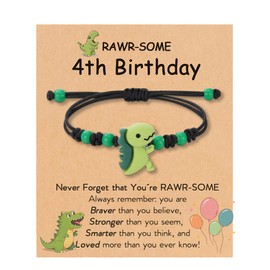 HGDEER 4 Year Old Boy Birthday Gift, Gift for 4 Year Old Girl Best Gifts for Girls Boys Kids Birthday Christmas Birthday 4th Dinosaur Bracelet