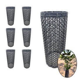 15" Tree Trunk Protectors, Stackable Spiral Tree Guards, Adjustable Width Bark Protection from Weed Eaters, Deer & Rodents, Tall Sapling & Vineyard Vine Protectors, Durable Plastic (6, Slate)