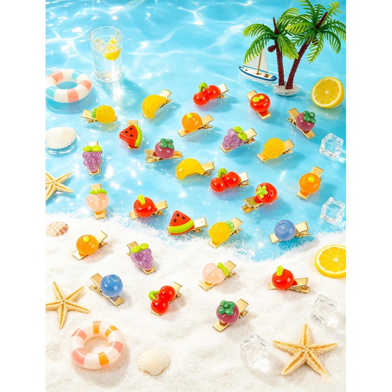 42Pcs Rave Sprouts Glow Fruit Trinkets Hair Clip