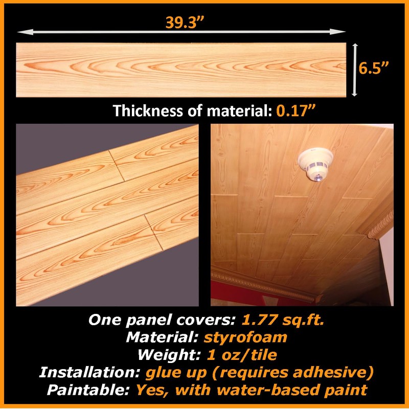 DIY Glue Up P02- Foam Ceiling Tiles Panel/Planks Pine Wood,