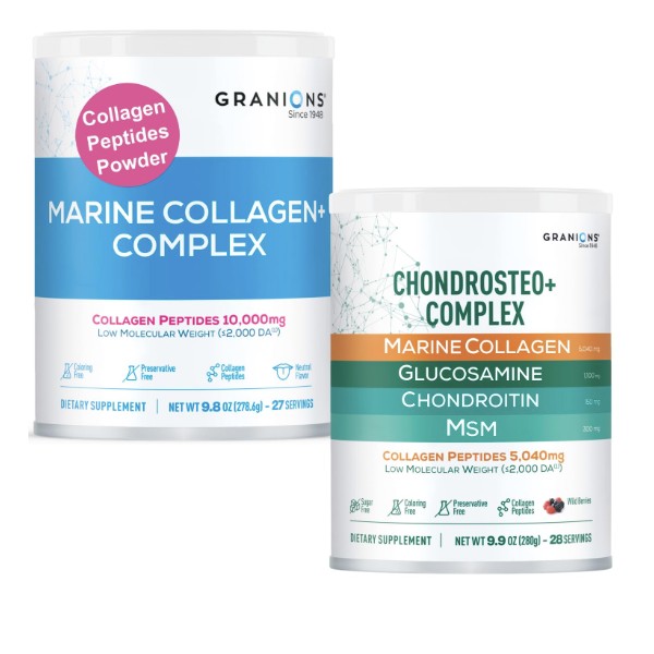 Granions Glucosamine Chondroitin MSM Powder and Marine Collagen Powder unflavored
