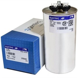 American Standard - 70 + 7.5 uF MFD x 370 VAC Genteq Replacement Dual Capacitor Round # C37075R / 27L556