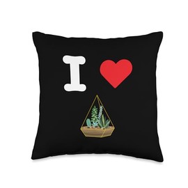 I Love Terrarium Gardening Tropical Ecosystem Moss Plants Throw Pillow