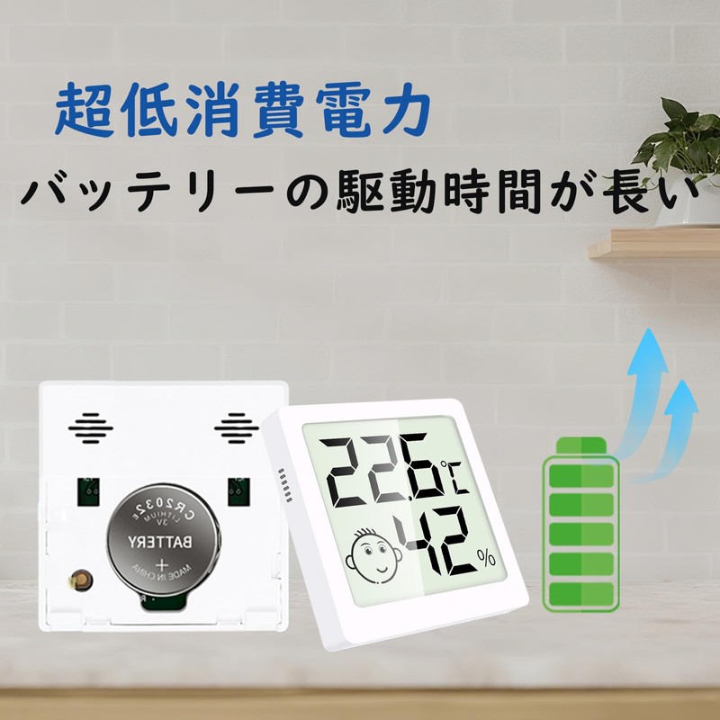 Digital Thermometer/Hygrometer, Large LCD Screen, Energy Saving, High Precision, Back
