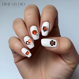DXH NAIL CO Cinncinati Bengals Football Nail Decals Waterslide Clear Overlay Nail Art