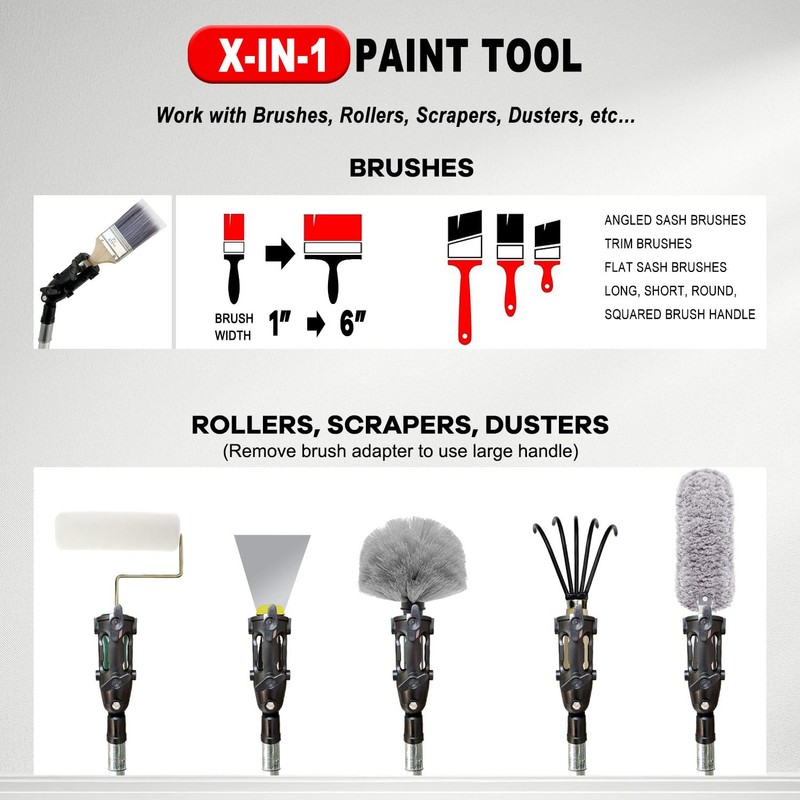 Multi Angle Paint Brush Extender V2, Long Handle Paint Brush,
