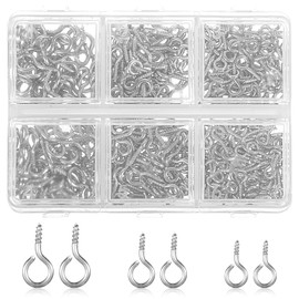 400Pcs Small Screw Eye Pins, 4/5/6.5mm Screw Eye Pins for Jewelry Making, Stainless Steel Tiny Eyes Hooks Mini Eyelet Screws for DIY Crafts, Art Projects, Bead Charms (Silver)