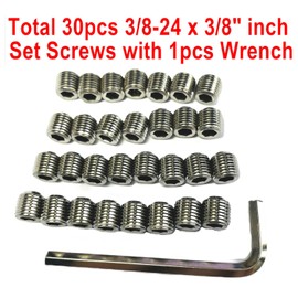ZDingTech 30pcs 3/8-24 x 3/8" inch Set Screws 304 Stainless Steel Allen Head Hex Hexagon Socket Set Screws with allen wrench,Set Grub Screws Hex Allen Head Socket Set Screws.(3/8" Length)