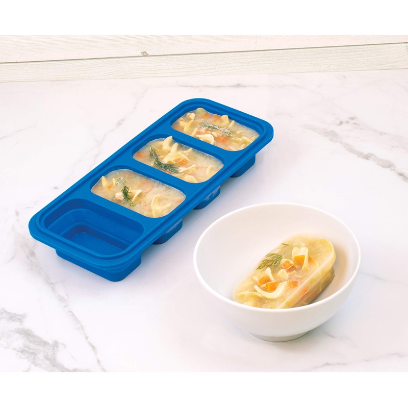 HIC Kitchen Prep-N-Freeze Portion Tray with Lid, Collapsible European-Grade Silicone,