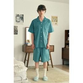 JAJU [Patina by JAJU] [Unisex] Sailing Cotton 5-part Pajama Set [S~XL]_Dark Green