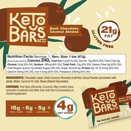 Keto Bars The Original Keto Snack Bar, Gourmet Simple Ingredients Low Carb, No Sugar, Rich in Ketogenic Fats, The Perfect KetoBars Snacks for Keto Diet Food Products (10 Pack, 1.65 ounce)