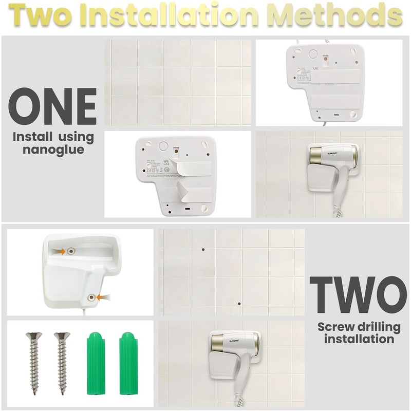 Wall Mounted Hair Dryer for Bathroom - 110V Professional Blow