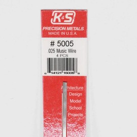 K&S Precision Metals 5005 Music Wire.025" X 12" Long, 4 Pieces per Pack, Made in The USA